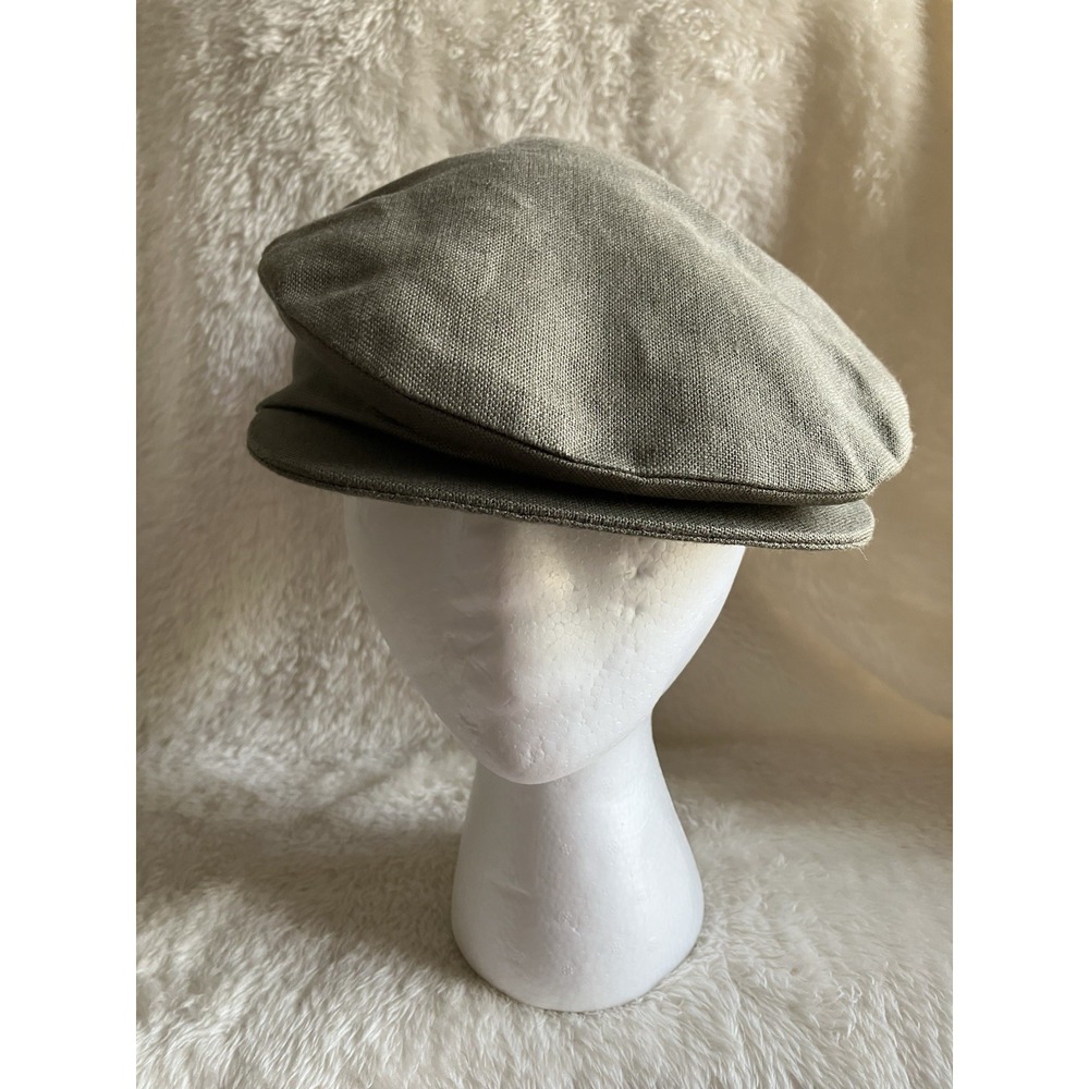 Hanna Hats 100% Linen Newsboy Hat In Muted Olive Coastal Donegal